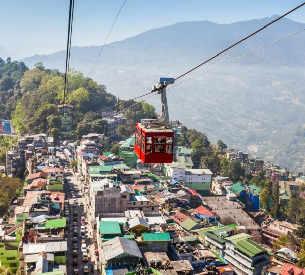 Gangtok ropeway cable car view during Sikkim tour