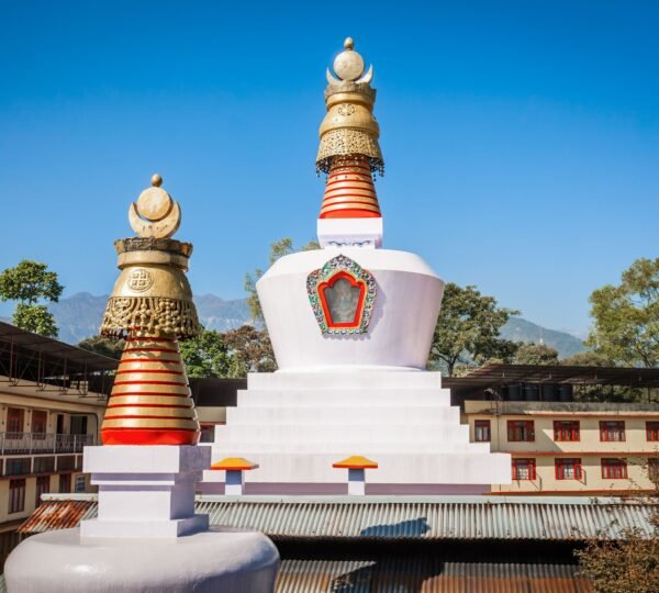 Dro-Drul Chorten Buddhist monastery in Gangtok with prayer wheels
