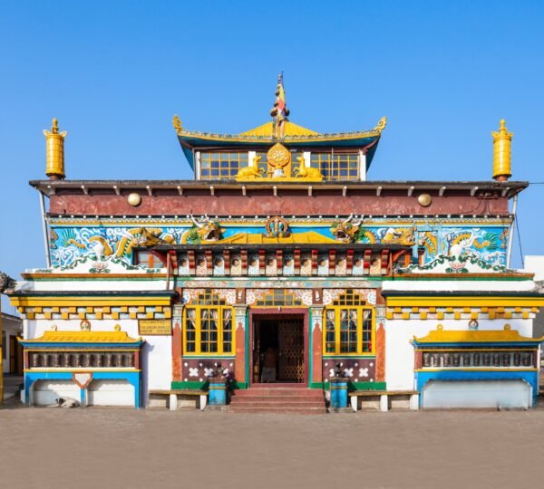 Ancient Ghoom Monastery with prayer wheels in Darjeeling