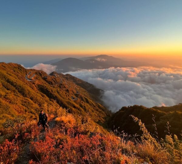 Sunset over mountains from Lungthung on Silk Route