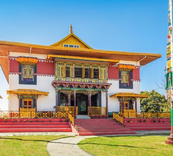 Ancient Pemayangtse Monastery with Buddhist architecture in Pelling