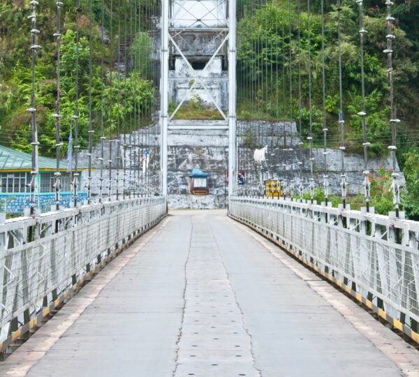 Singshore Bridge spanning a deep valley in Pelling