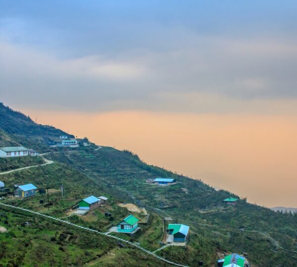 Panorama of Zuluk village at 10,000 ft elevation in East Sikkim