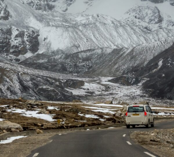 Winding mountainous road leading to Lachen valley